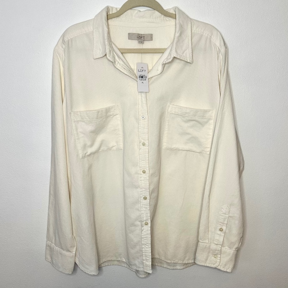 Corduroy Button Up Blouse | Loft